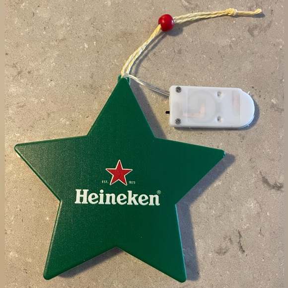 Set of 3 Heineken beer double-sided illuminating star Christmas ornaments - Picture 11 of 15